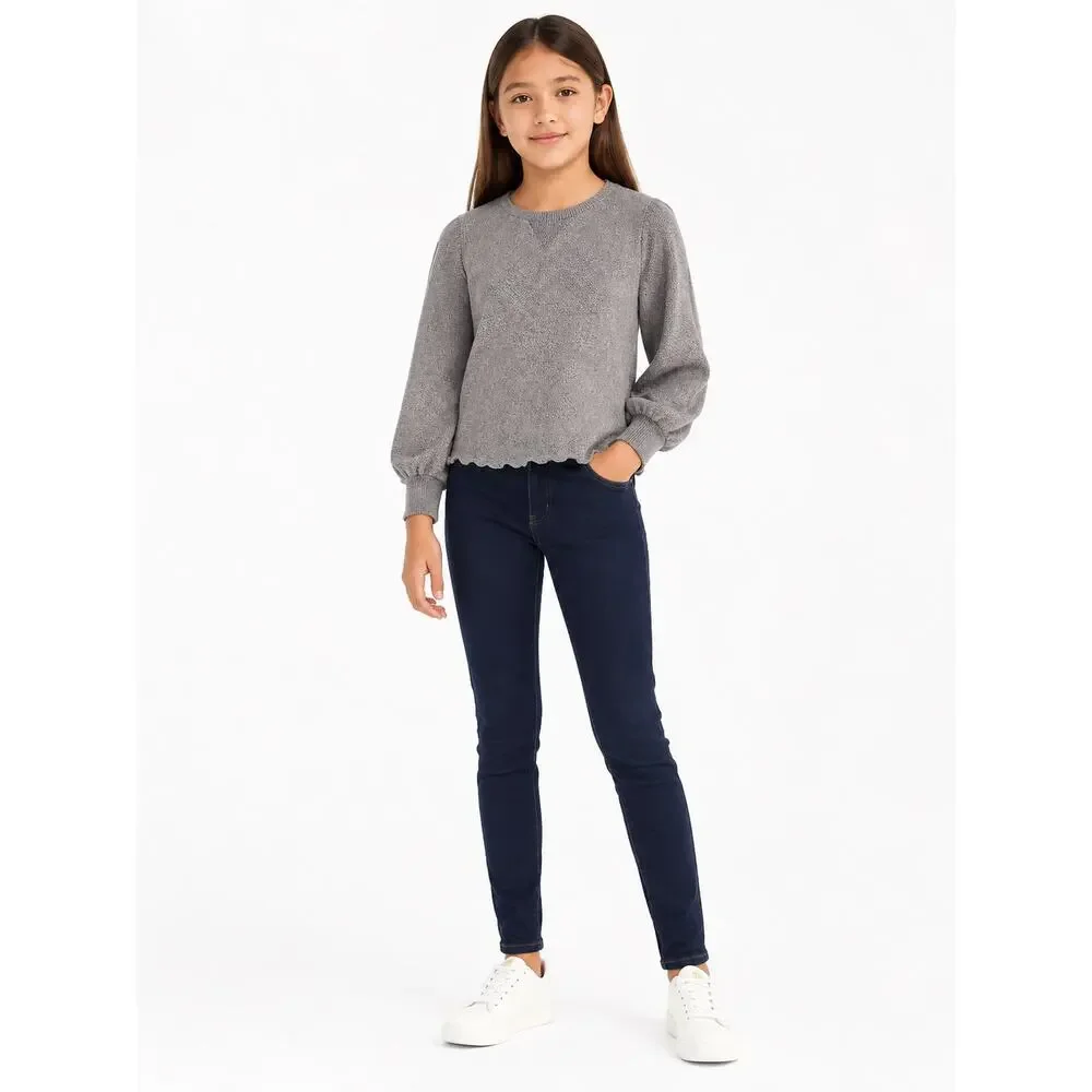 Gap Kids Girls Glitter Gray Sweatshirt - Size XL (10/12) Long Sleeve Pullover